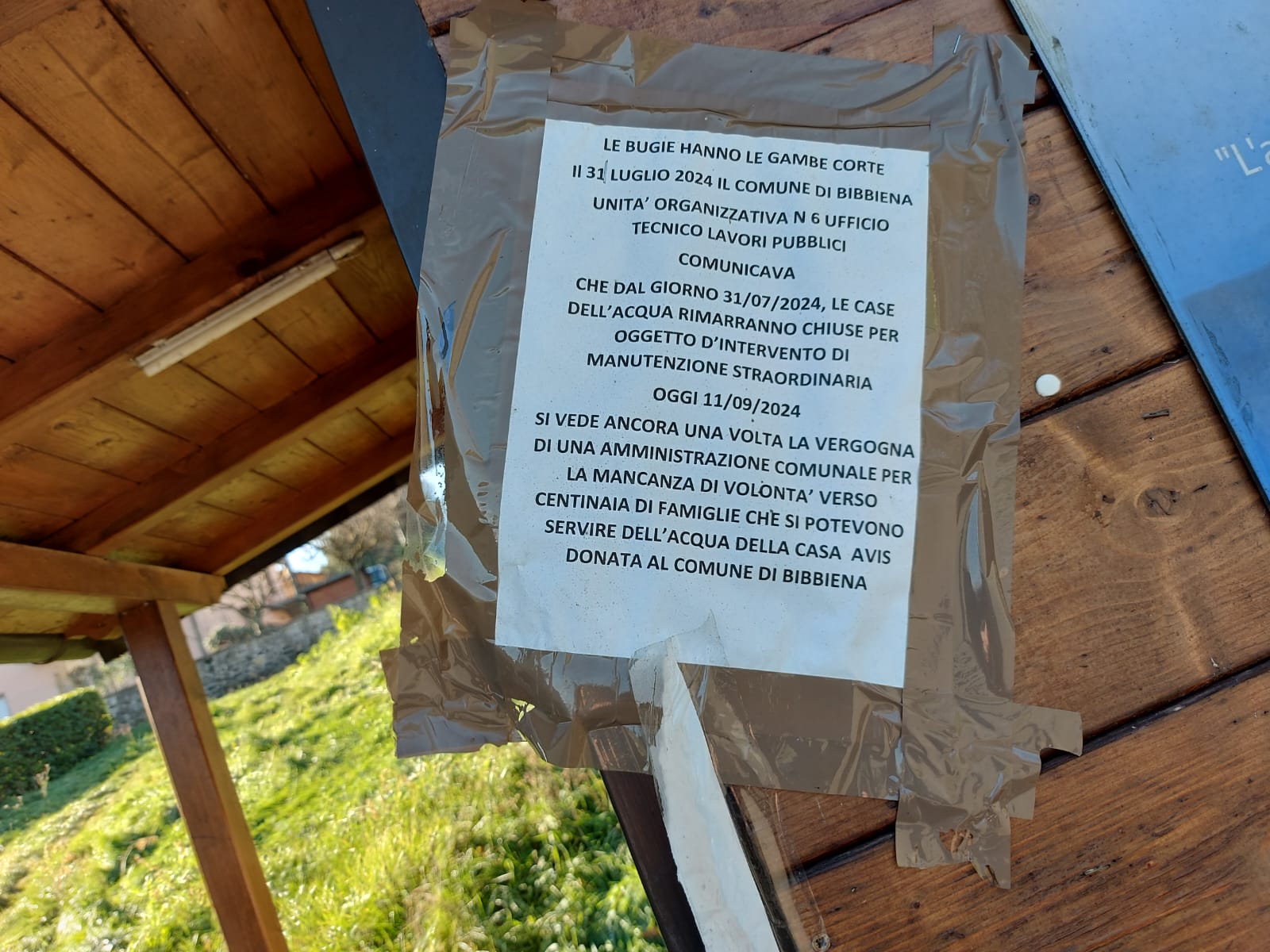 Foglio trovato dentro casina AVis Bibbiena