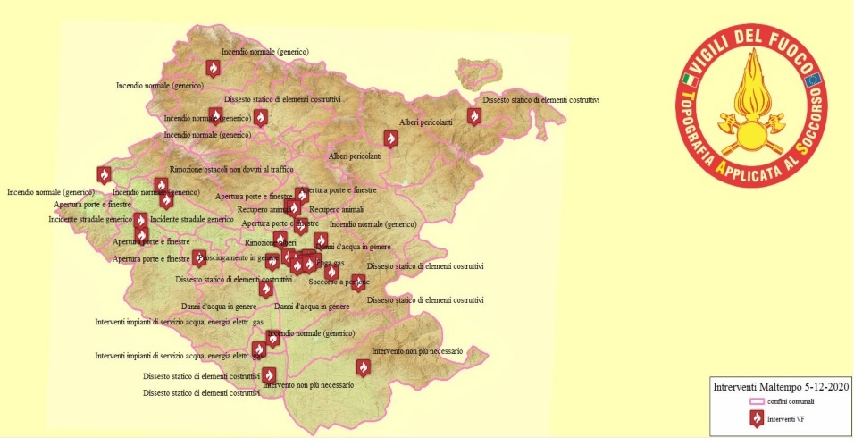 Maltempo, super lavoro dei Vigili del Fuoco: oltre 70 interventi di soccorso. Attivata sala crisi
